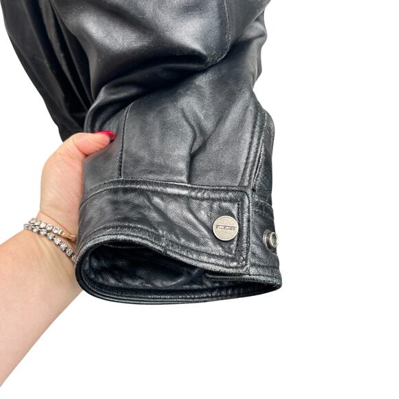 VTG 90s Bill Blass Black Leather Jacket Men XL Bomber Aviator Distressed Moto - Picture 6 of 10